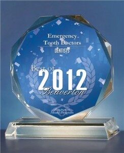 A blue award with the words " emergency tigh doctors 2 0 1 2 anniversary ".